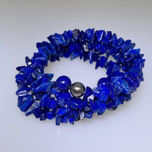 Lapis Lazuli chip bead bracelet, flexible memory wire, NWOT